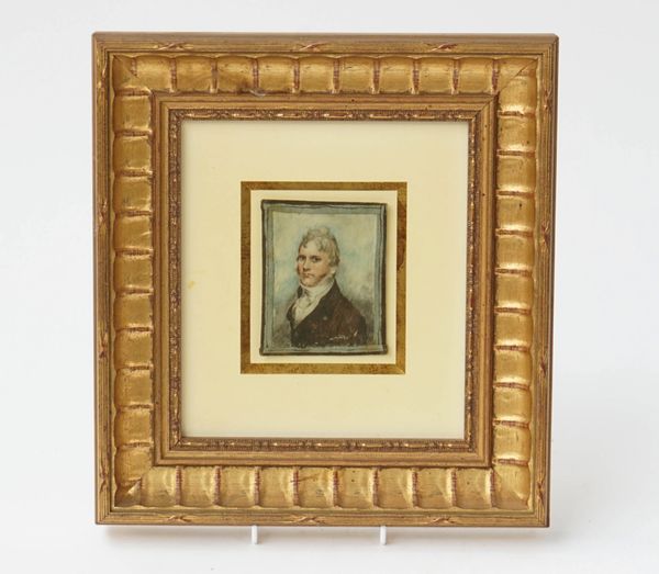 Portrait miniature of a gentleman wearing a black coat