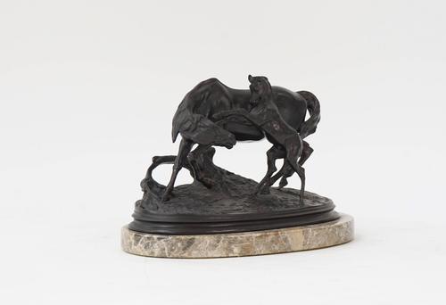 A BRONZE EQUESTRIAN GROUP