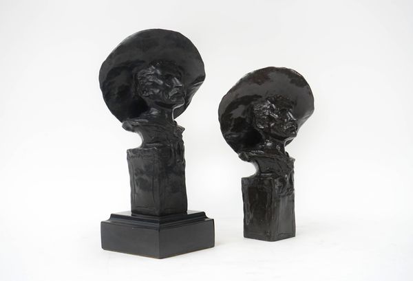 ABRONZE BUST 'THE SERGEANT' AND ANOTHER SMALLER (2)