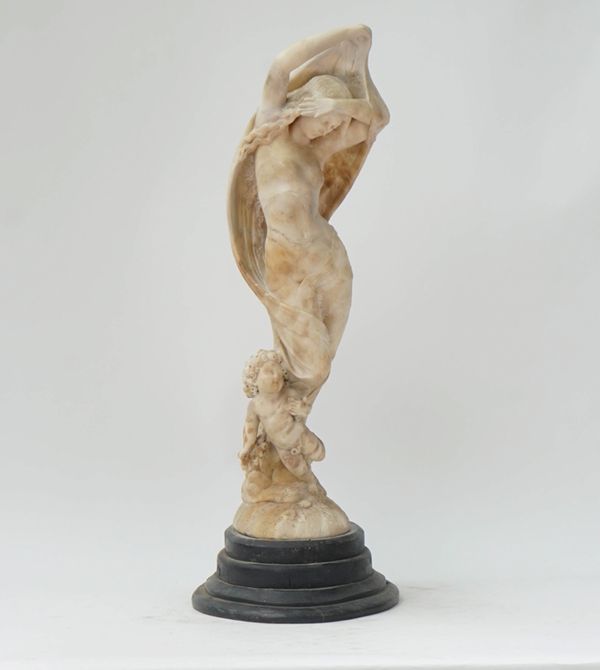 AN ITALIAN ALABASTER GROUP EMBLEMATIC OF NIGHT