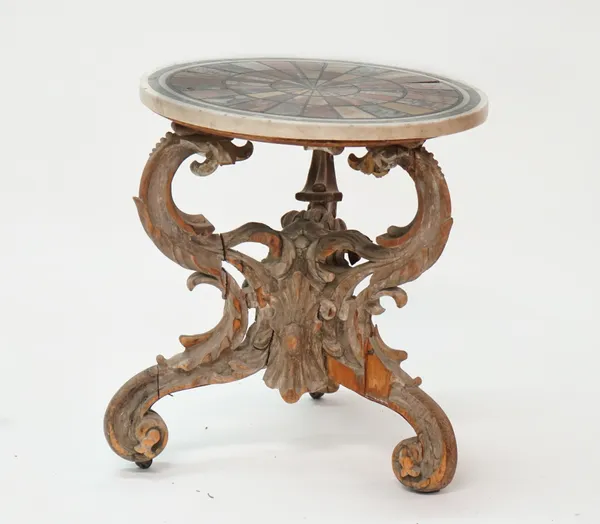 An Italian specimen marble circular table top