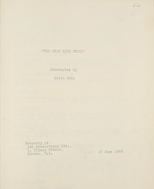 JAMES BOND ‘YOU ONLY LIVE TWICE’, 1967 – DIRECTOR’S SHOOTING SCRIPT (2)
