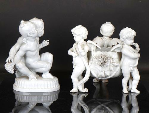 A GERMAN WHITE GLAZED PORCELAIN CENTREPIECE (2)