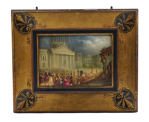 A RARE PAIR OF IRISH REPEAL MOVEMENT RECTANGULAR PORCELAIN PLAQUES