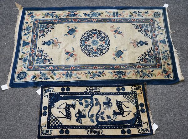 A CHINESE RUG AND ANOTHER