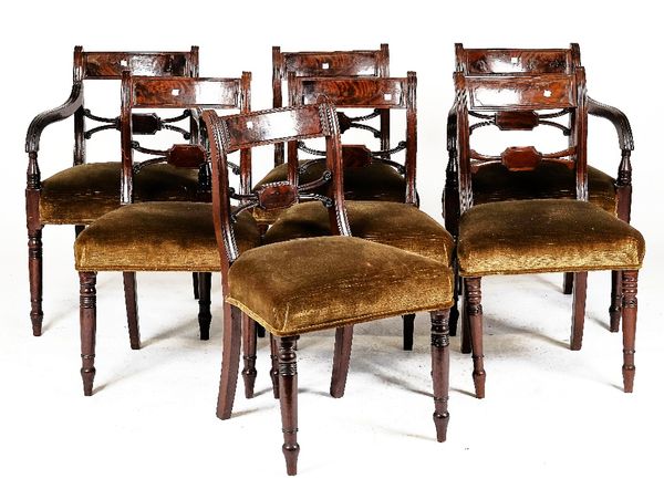 A SET OF SEVEN GEORGE IV MAHOGANY DINING CHAIRS (7)