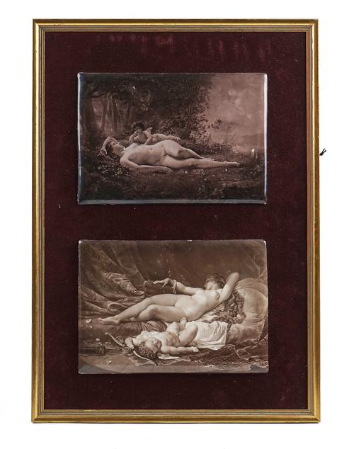 A SET OF FOUR RECTANGULAR PORCELAIN PLAQUES (2 frames)