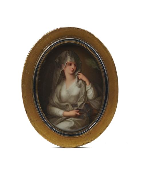 A GERMAN OVAL PORCELAIN PLAQUE