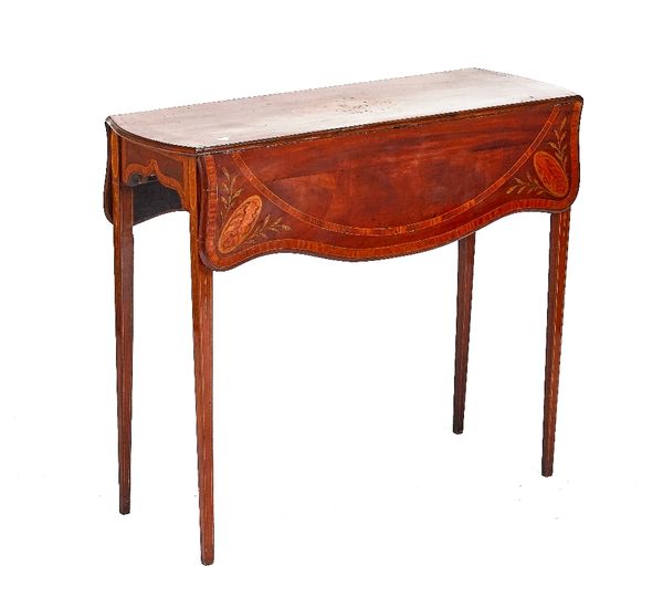 A GEORGE III INLAID MAHOGANY BUTTERFLY DROP-LEAF TABLE