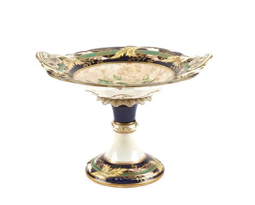 AN ENGLISH PORCELAIN BLUE-GROUND PORCELAIN PART DESSERT SERVICE