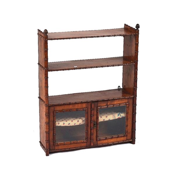 A 19TH-CENTURY STAINED BEECH FAUX BAMBOO WALL CABINET