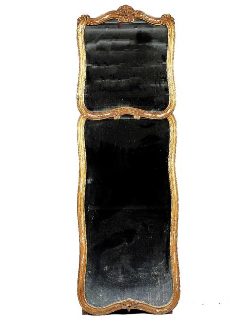 A LATE 19TH-CENTURY GILT-FRAMED TWIN SECTION WALL MIRROR