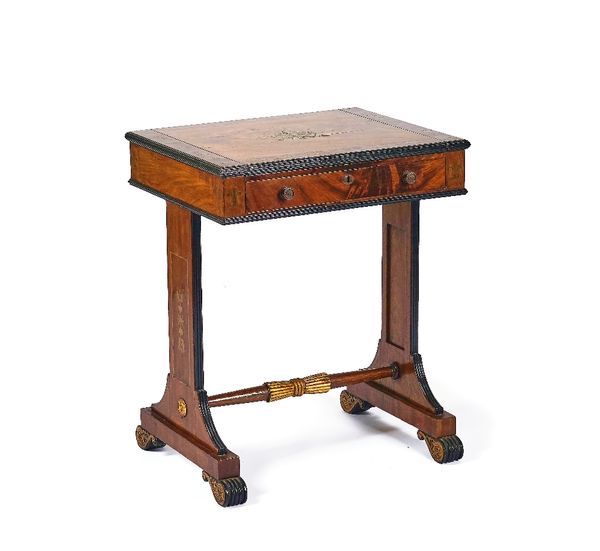 A REGENCY STYLE BRASS INLAID AND PARCEL-GILT MAHOGANY GAMES TABLE