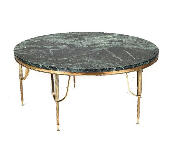 A 20TH-CENTURY MARBLE TOPPED CIRCULAR COFFEE TABLE