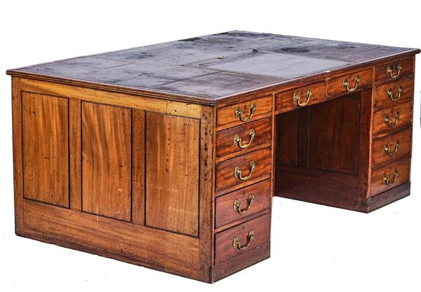 A LARGE  GEORGE III MAHOGANY PARTNERS DESK