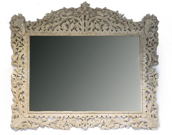 A GREY PAINTED WALL MIRROR