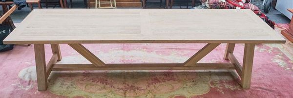 NEPTUNE; A LARGE RECTANGULAR LIMED OAK REFECTORY TABLE