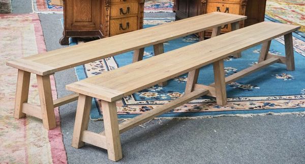 NEPTUNE; TWO LIMED OAK BENCHES (2)