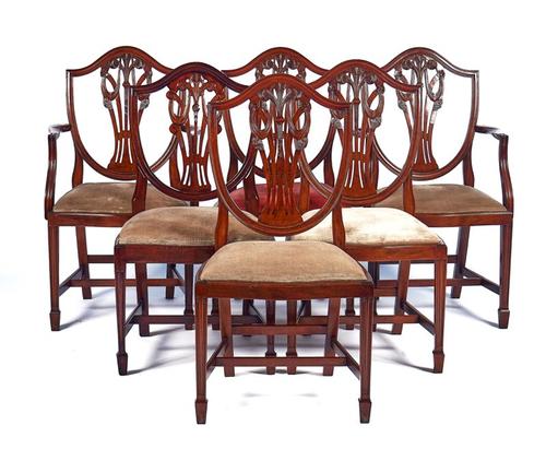 A MATCHED SET OF FOURTEEN GEORGE III STYLE MAHOGANY DINING CHAIRS (14)