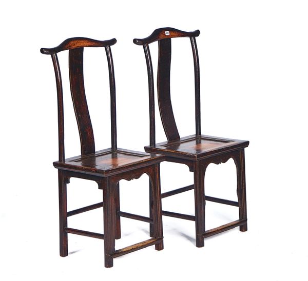 A PAIR OF 19TH CENTURY CHINESE YUMU SIDE CHAIRS (2)
