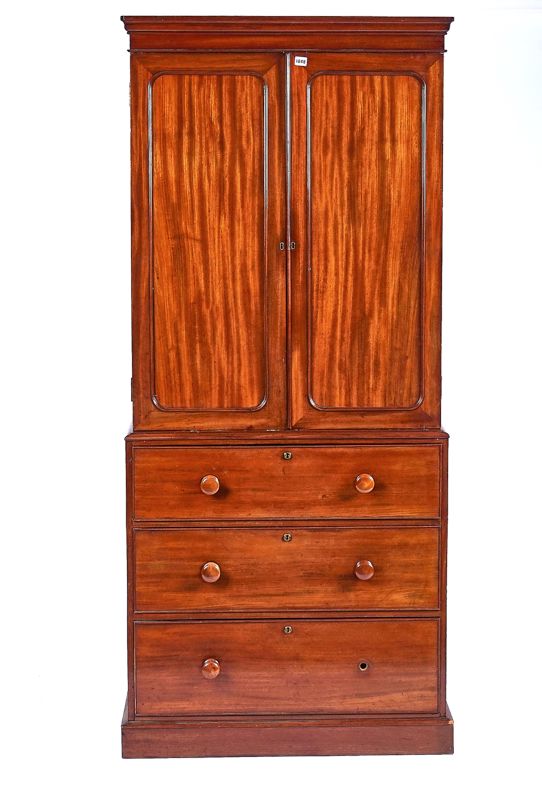 A VICTORIAN MAHOGANY LINEN PRESS