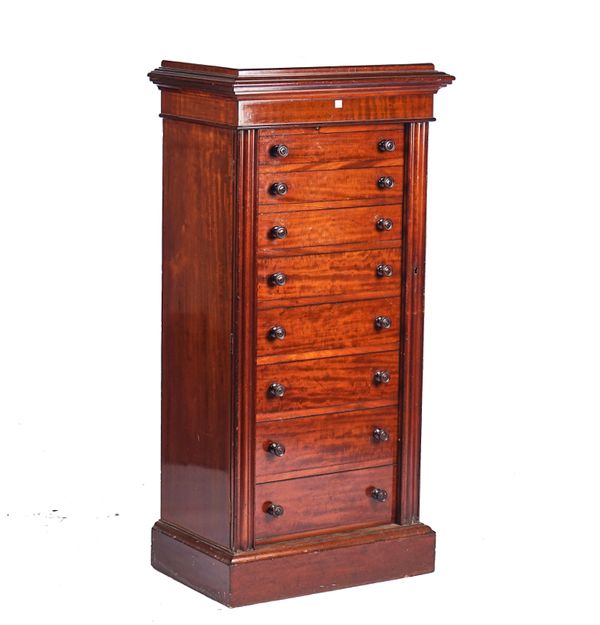 A VICTORIAN MAHOGANY WELLINGTON CHEST