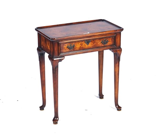 A GEORGE II STYLE BURR WALNUT AND WALNUT LOWBOY