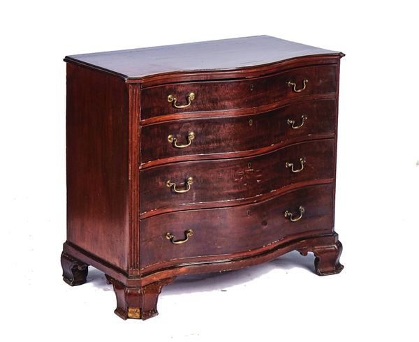 A GEORGE III SERPENTINE MAHOGANY CHEST