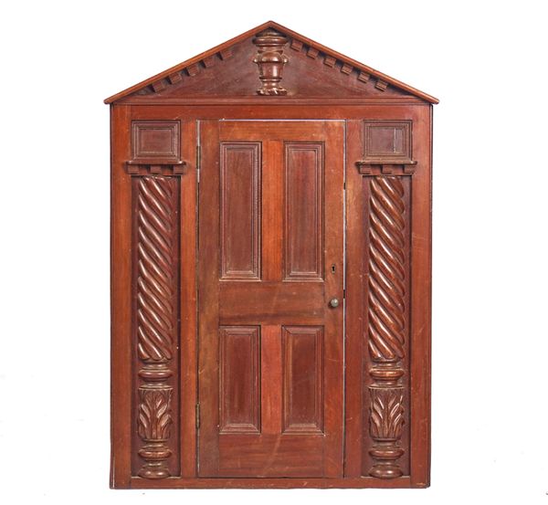 AN EARLY 19TH-CENTURY MAHOGANY AND TEAK MINIATURE DOOR FACADE