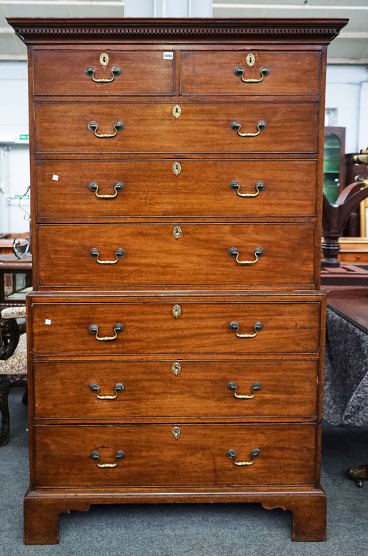 A GEORGE III MAHOGANY CHEST-ON-CHEST