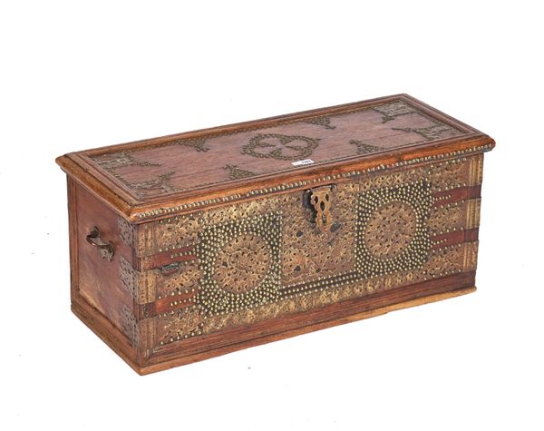 A 19TH CENTURY TEAK ZANZIBAR TRUNK