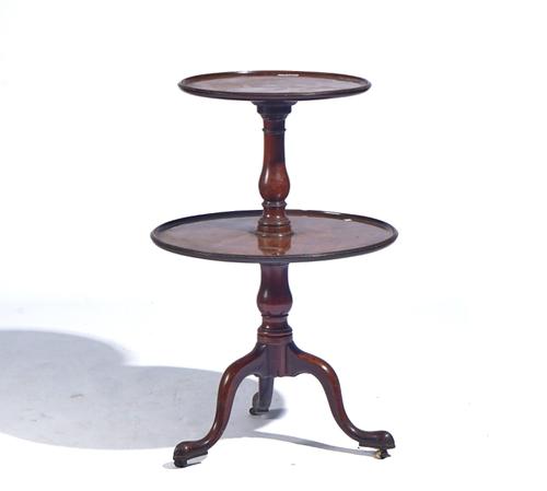 A GEORGE III MAHOGANY CIRCULAR TWO-TIER DUMB WAITER