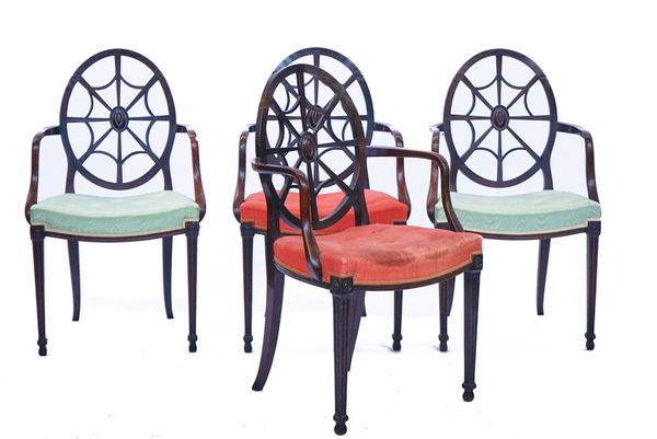 A SET OF FOUR EDWARDIAN ARMCHAIRS (4)