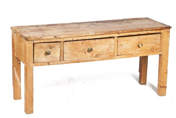 A 19TH CENTURY REDUCED PINE DRESSER BASE