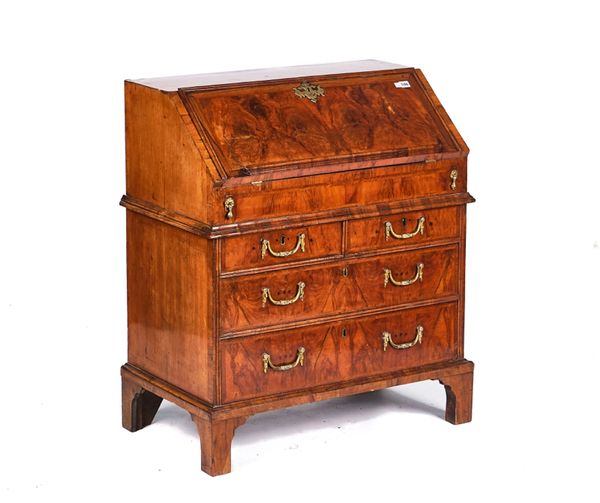 A QUEEN ANNE FIGURED WALNUT BUREAU