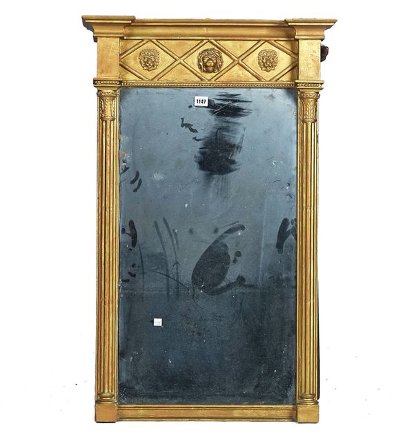 A REGENCY GILT FRAMED PIER GLASS