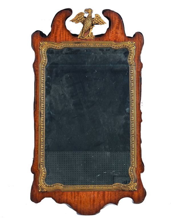 AN 18TH CENTURY STYLE PARCEL-GILT FRET CARVED PIER GLASS