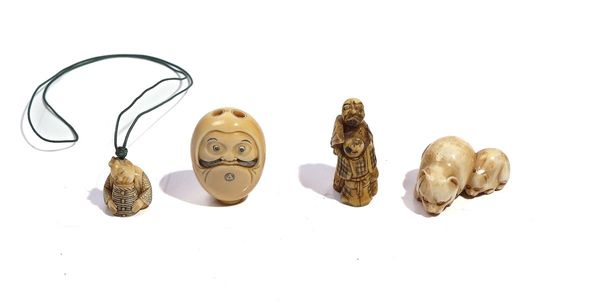 FOUR JAPANESE IVORY NETSUKE