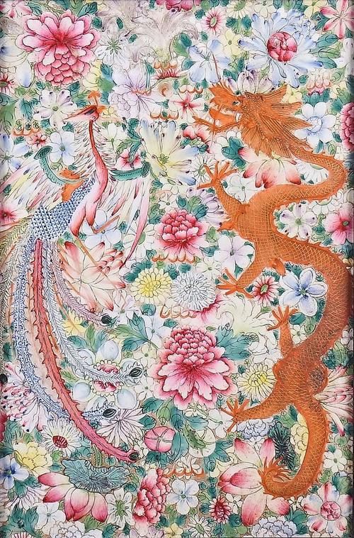 A CHINESE FAMILLE-ROSE RECTANGULAR PORCELAIN PLAQUE