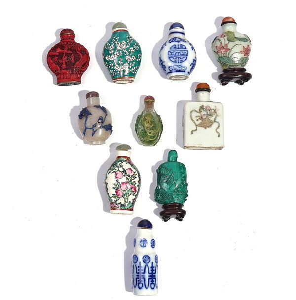 A GROUP OF TEN CHINESE SNUFF BOTTLES