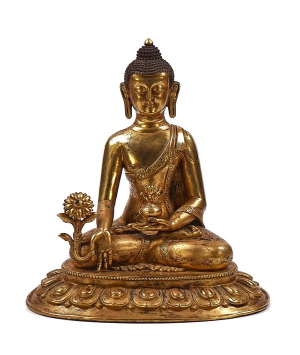 A LARGE GILT-BRONZE FIGURE OF BUDDHA