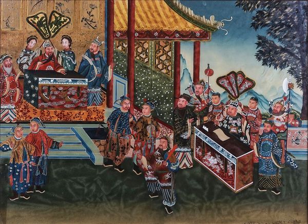 A LARGE CHINESE REVERSE GLASS PAINTING