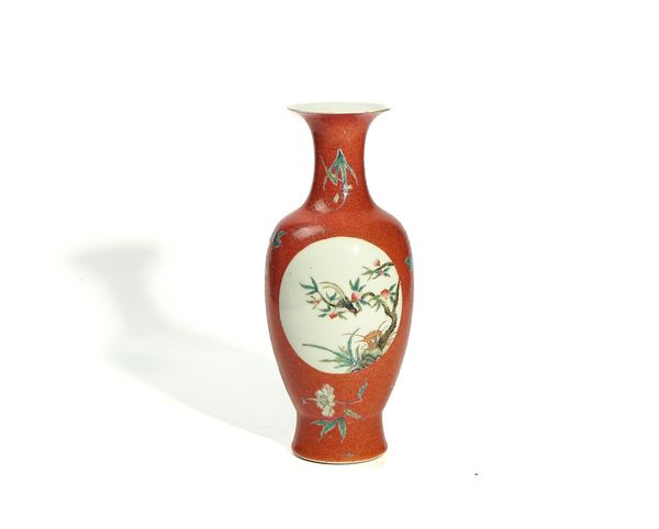 A CHINESE FAMILLE-ROSE SLENDER BALUSTER VASE