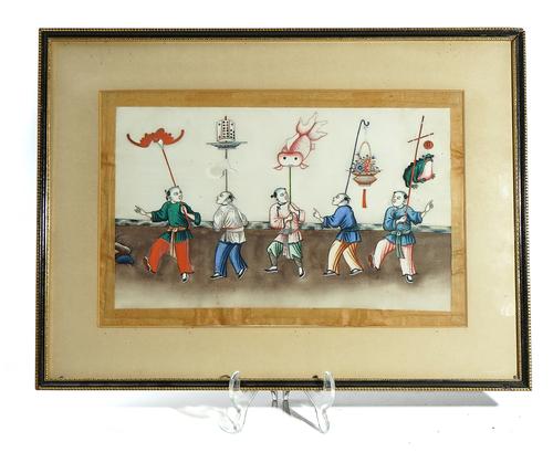 NINE CHINESE RICE PAPER PAINTINGS