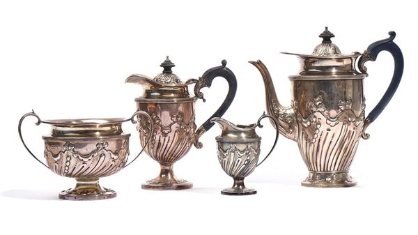 A SILVER FOUR PIECE TEA SET