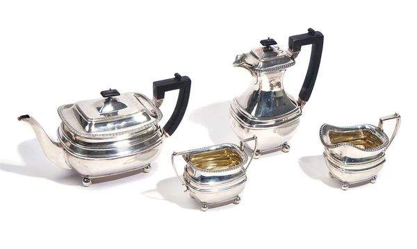 A SILVER FOUR PIECE TEA SET