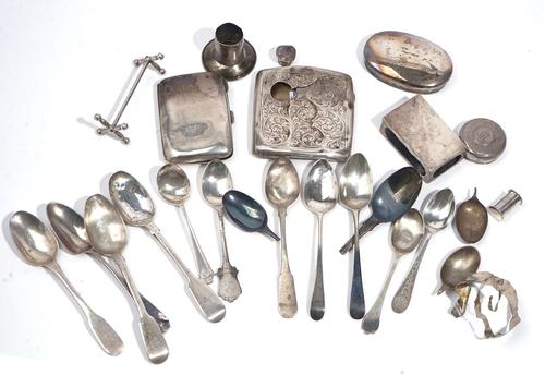 TEN SILVER SPOONS AND FURTHER MOSTLY SILVER (25)