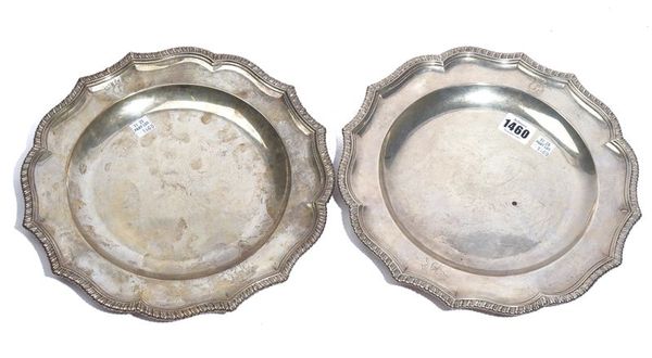 A PAIR OF LATE GEORGE II SILVER MAIN COURSE PLATES (2)