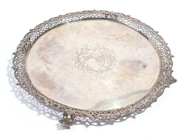 A EARLY GEORGE III SILVER SALVER