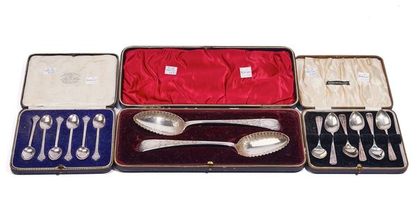 THREE CASED SETS OF SILVER FLATWARE (3)